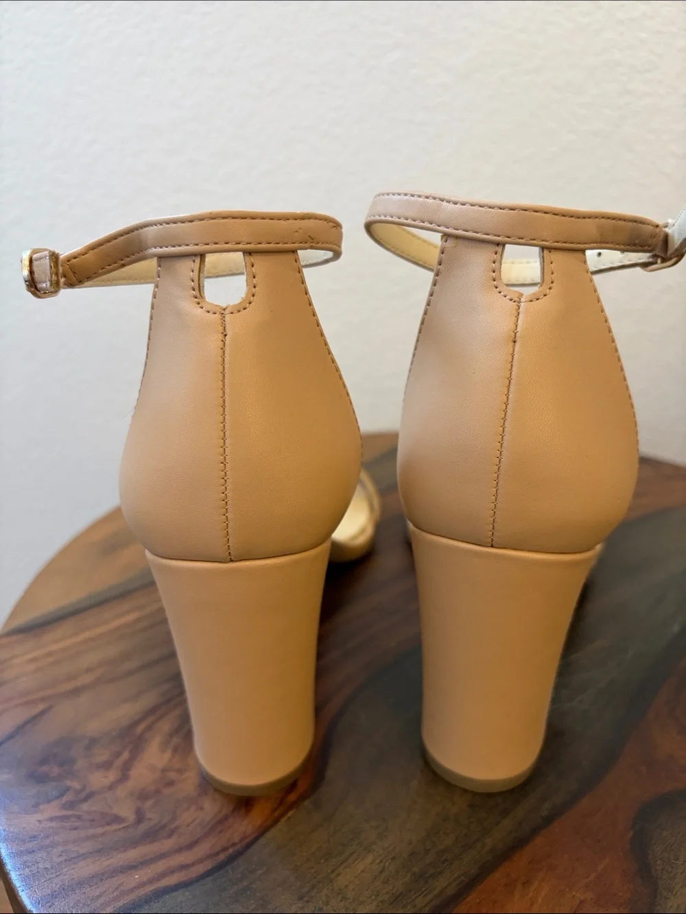 Jessica Simpson Beige Ankle-Strap Block Heel Sandals